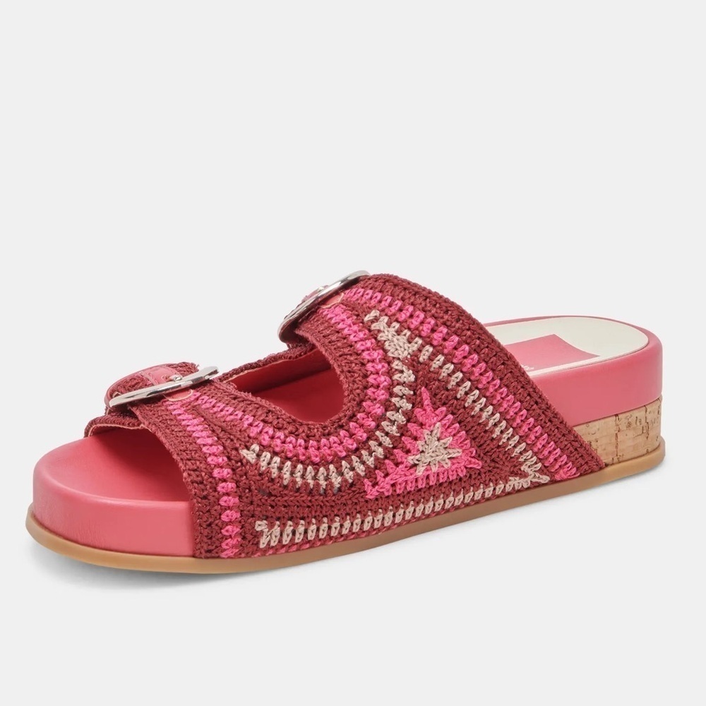 New Dolce Vita Ralli Wedge Sandal Woven Double Strap Slide Pink Sz 8 - Picture 14 of 14
